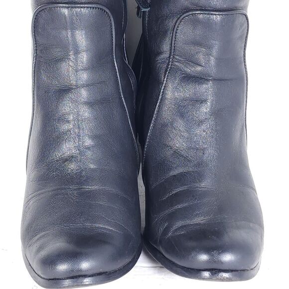 M Grigiarancio Women's US7-7,5 EU38 Black Leather Zip Heeled Ankle Boots Booties - Picture 4 of 15